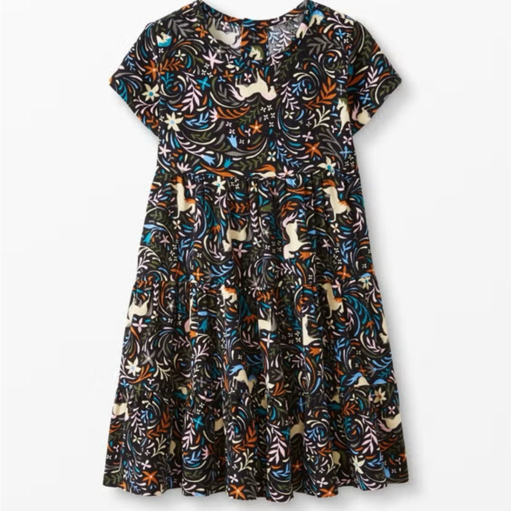 Hanna Andersson Twirl Power Dress Girls Unicorn Corduroy Tiered NWT Size 8 (130)